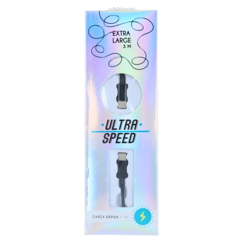 Cavo Extra Lungo USB- V8 Con Ricarica Rapida 2.1 MAH Nero - Image 2