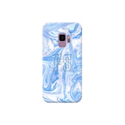 COVER INIZIALI MARMO CELESTE BIANCO Per APPLE IPHONE SAMSUNG GALAXY HUAWEI ASUS LG ALCATEL SONY WIKO VODAFONE MICROSOFT NOKIA