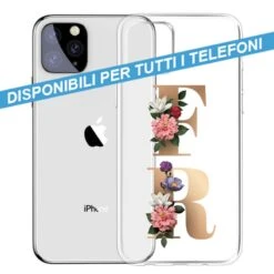 COVER TRASPARENTE INIZIALI FIORI FLOWERS 1 Per APPLE IPHONE SAMSUNG GALAXY HUAWEI ASUS LG ALCATEL WIKO XIAOMI