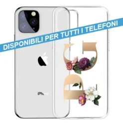 COVER TRASPARENTE INIZIALI FIORI FLOWERS 2 Per APPLE IPHONE SAMSUNG GALAXY HUAWEI ASUS LG ALCATEL WIKO XIAOMI