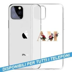 COVER TRASPARENTE INIZIALI FIORI FLOWERS 3 Per APPLE IPHONE SAMSUNG GALAXY HUAWEI ASUS LG ALCATEL WIKO XIAOMI