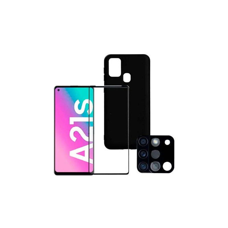 Pack Premium Para Samsung Galaxy A21s: Ultra Suave + Cristal Completo + Protector De Cámara