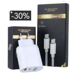 Set Di Ricarica - Caricabatterie A Ricarica Rapida USB/C + Cavo Tipo C/Tipo C