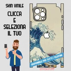 SKIN VINILE ADESIVO ARTE ONDA DI KANAGAWA WRAPPING PER TUTTI I TELEFONI