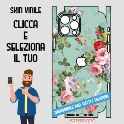 SKIN VINILE ADESIVO FIORI FLOWER VERDE WRAPPING PER TUTTI I TELEFONI