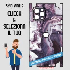 SKIN VINILE ADESIVO MARMO VIOLA WRAPPING PER TUTTI I TELEFONI