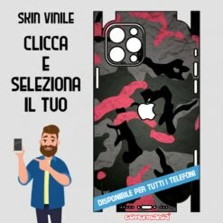 SKIN VINILE ADESIVO MIMETICA CAMOUFLAGE ROSA WRAPPING PER TUTTI I TELEFONI