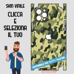 SKIN VINILE ADESIVO MIMETICA CAMOUFLAGE VERDE WRAPPING PER TUTTI I TELEFONI